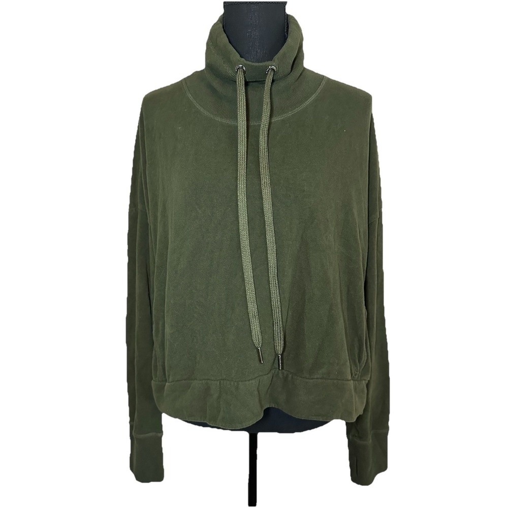 Sweaty Betty Harmonise Luxe Fleece Mountain Green High Funnel Neck Sweatshirt 12